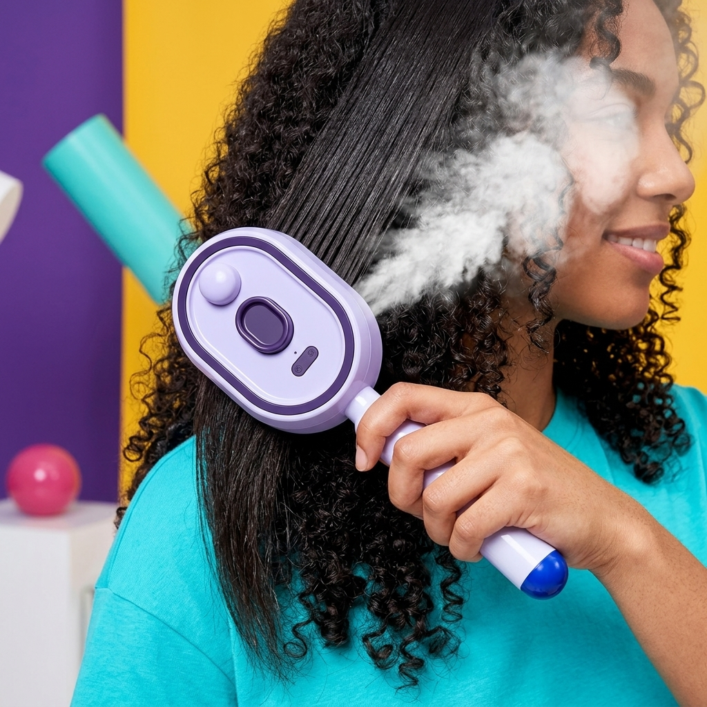 Mistly electric misting hair brush for shiny, frizz-free hair at home