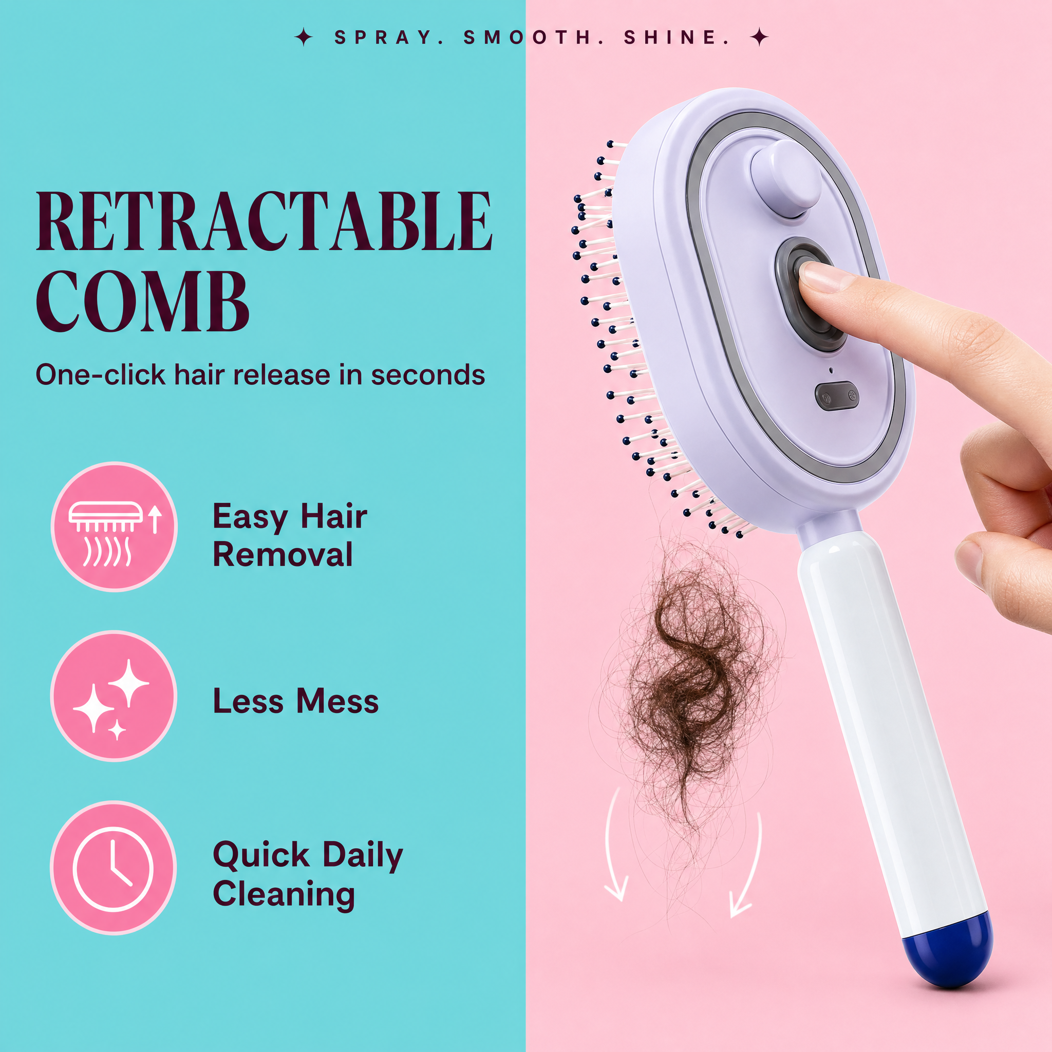 Styling hair with the Mistly misting and scalp-massage brush