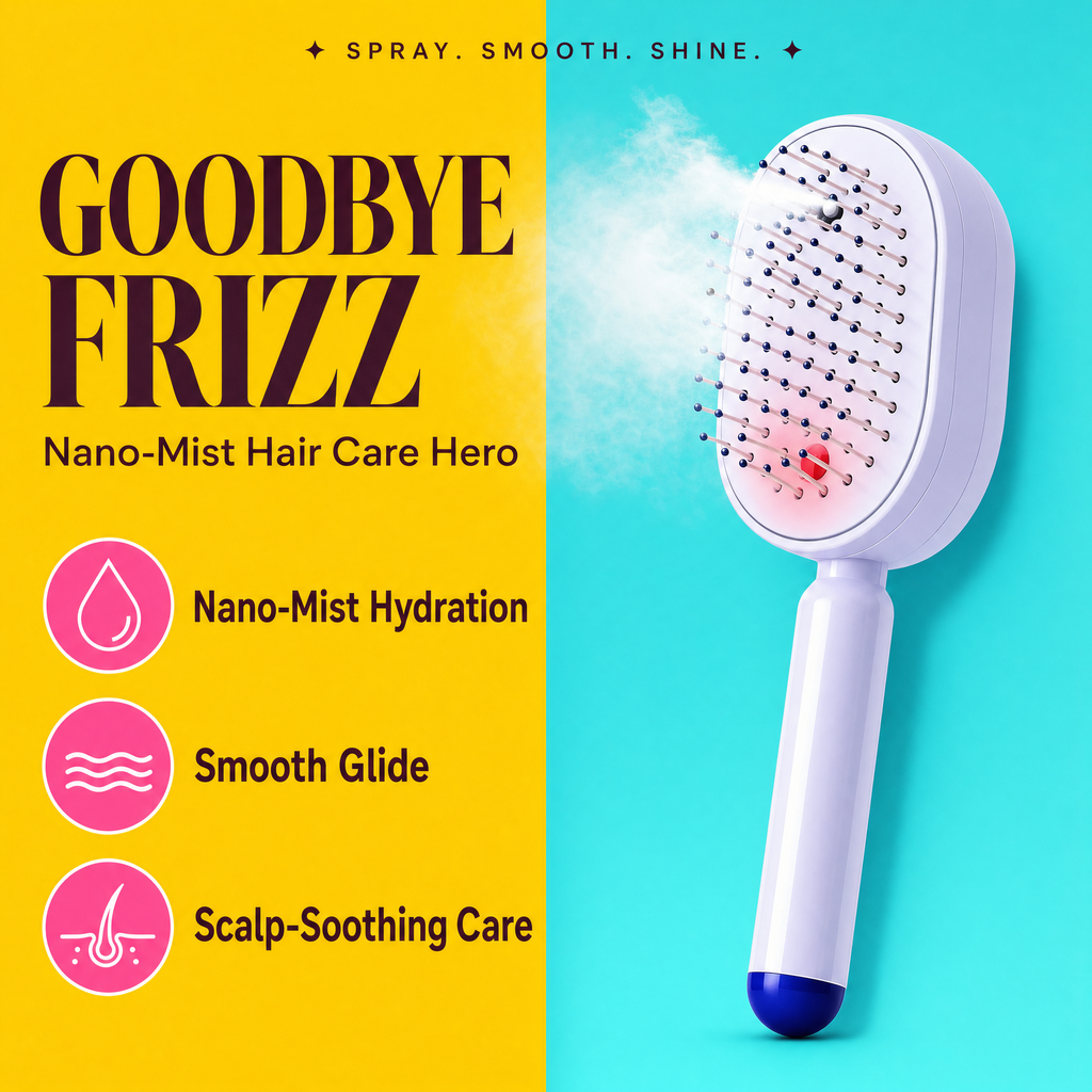 Mistly nano-mist hair brush adding shine and hydration to long hair